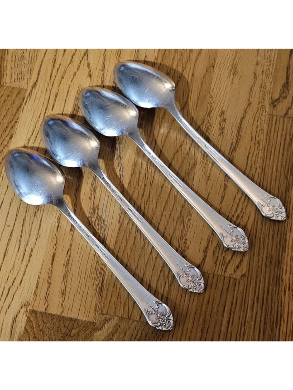 4 Rogers Plantation Silverplate Teaspoon Oneida Silver Rose Floral vtg 1948 Vict